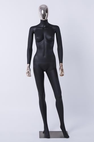 DF7-8D Frau Abstrakt Hautfarbe in schwarz matt lackiert Frau Galvanik Kopf Hände Stehend schick Feminin (DF7-8D, Frau)