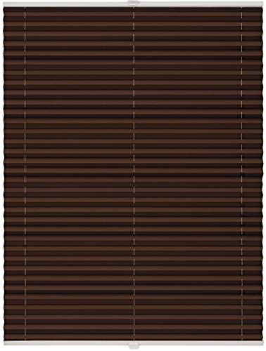 Plissee auf Maß für alle Fenster Montage Glasleiste Blickdicht mit Spannschuh Sonnenschutzrollo Dunkelbraun Breite: 71-80 cm, Höhe: 101-150 cm