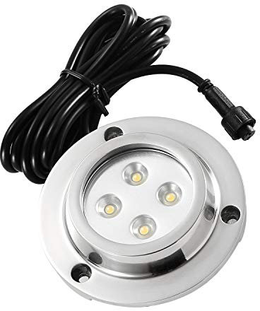 CHNXU Unterwasserbeleuchtung Wasserdichte IP68 Pool Licht Runde 400LM 10W LED Unterwasserlicht 12V Teichbeleuchtung Unterwasserstrahler für Boote Aquarium Brunnen oder Teich, Warmes Weiß