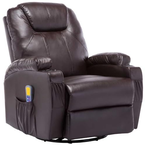 vidaXL Massage-Schaukelsessel Braun Kunstleder