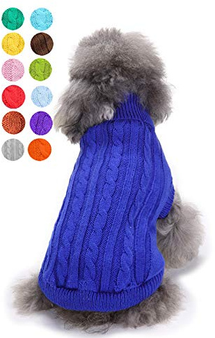 Warm Classic Turtleneck Pet Sweater - Cute Winter Coat for Small, Medium & Large Dogs & Cats - Christmas Sweater for Girls & Boys