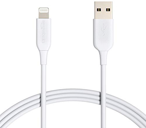 Amazon Basics 2-Pack Apple MFi Certified USB-A to Lightning Cable, Fast Charging, Data Sync, High Speed Transfer, Sturdy Design for iPhone 14 13 12 11 X Xs Pro, Pro Max, Plus, iPad, 6 Foot, White