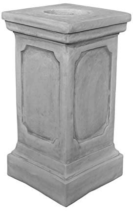 gartendekoparadies.de Podest mit reliefartiger Verzierung, Steinsockel, H. 65 cm, Stellfläche 32 x 32 cm, 84 kg, Grau, frostsicher aus Steinguss für Außenbereich