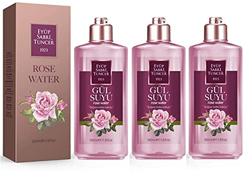 Eyüp Sabri Tuncer rent rosenvatten ansiktsvatten utan alkohol – Rose Water for face I rosenhydrolat 100 % I rosenblomvatten toner I Gülsuyu rosenvatten – rosewater makeup borttagare 3 x 350 ml