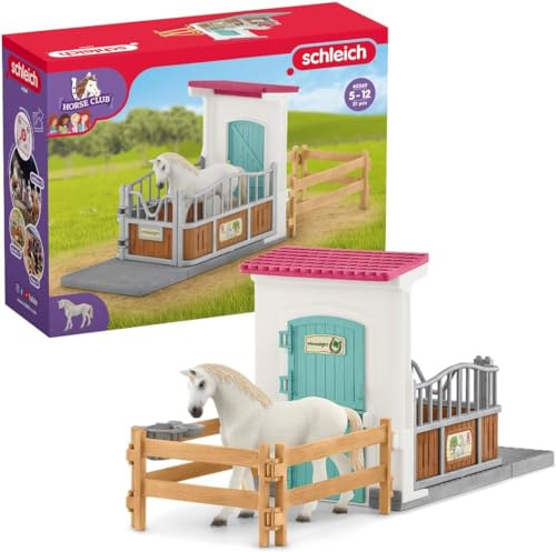 Schleich Horse Club | Pferdebox 42569 | Spielset ab 6 Jahren | 21 Teile | Set mit Figuren, vielen Funktionen und zahlreichem Zubehör | detailgetreues Pferdespielzeug | Geschenk für Mädchen und Jungen