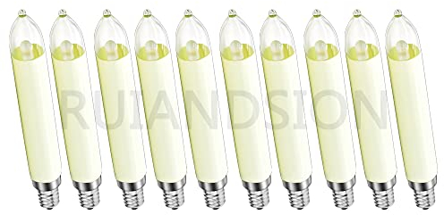 Ruiandsion E14 LED Lampe Nachtlicht Kronleuchter Pendelleuchte 8-55 V Kerzenleuchten Kühlschrank Kühlschrankleuchten für Schlafzimmer-Wandleuchten, warmweiß (Packung mit 10)