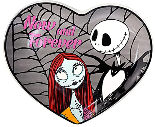 Disney The Nightmare Before Christmas VC700681L - Bandeja de cerámica Multicolor con Forma de corazón