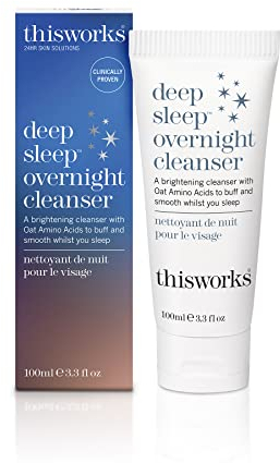 This Works Deep Sleep Overnight Cleanser, 100 ml - Brightening Face Cleanser Infused with Deep Sleep Functional Fragrance - Natural Gel Face Wash with Oat Amino Acids and Hydrating Hyaluronic Acid