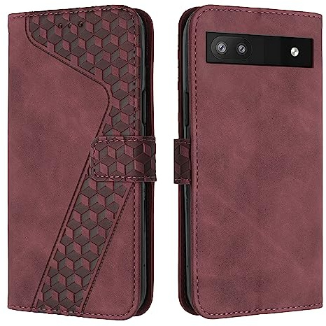 YIRRANZD Handyhülle für Google Pixel 6a Hülle, PU Leder Klapphülle Kartenfach Ständer Magnetisch, Flip Case Cover Handytasche Stoßfeste Schutzhülle für Google 6a (Rot)