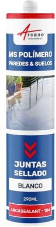 Colle MS Polymère, Mastic d'Étanchéité 290 ml x 1 Blanc Pur - RAL 9010 | Colle et Étanchéité, Adhère sur Verre, Alu, Béton, Pierre, Même sous l'Eau, Int/Ext, Résiste aux Uv - Arcane Industries