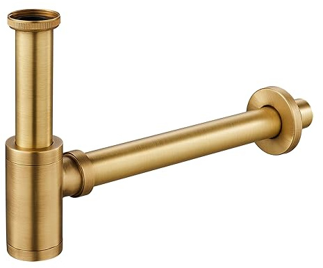 KEOKBON Siphon P Bottle Trap 32mm G1-1/4 for Universal Plumbing System Bathroom Washbasin Sink & Washstand Extension Tube Adjustable Odor Trap Anti-Fading Antique Brass