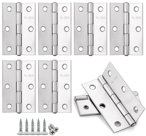 Anstore 8 Stück Scharniere Klappbar, 75×50×1.2mm Faltbar Silber Scharnier Edelstahl, 270° Scharnierband Klein mit 60 Stück Schrauben, Türscharniere für Türen, Fenster und Schränke
