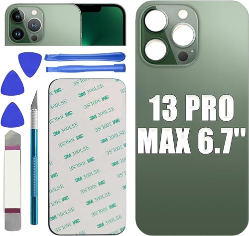 13 Pro Max Rear Back Glass Replacement for iPhone 13 Pro Max, Alpine Green | 13 Pro Max Back Rear Glass Replacement for iPhone 13 Pro Max with 13ProMax Rear Back Glass Replacement Repair Tool Kit