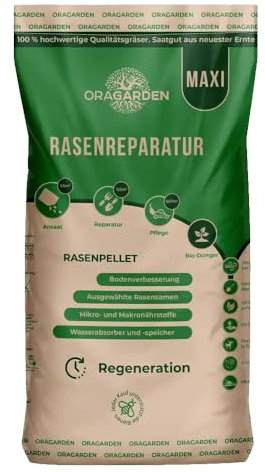 OraGarden ummantelte Rasenpellets Regenerationsrasen für Schnellkeimenden – Rasensamen für Robusten und Widerstandsfähigen Rasen MAXI (10 kg)