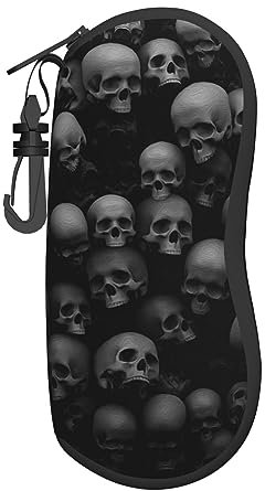 LZNJZ Tragbares, weiches Brillenetui mit Karabiner und Reißverschluss, Bubbles Grey Skull Brillenetui für Damen und Herren, siehe abbildung, 8cm x 17cm