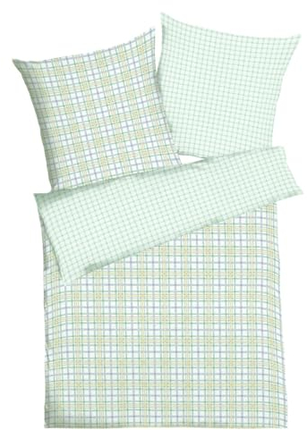 Kaeppel Edel Seersucker Wende Bettwäsche 135x200cm 2 TLG. Plaid Mint Streifen Muster Lila Gelb