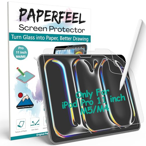 PAPERFEEL 2 Pack Screen Protector for iPad Pro 11 Inch M5 M4 2025 2024 | Matte PET Paper Film Compatible with Apple Pencil Drawing Writing, Anti-Glare,Anti-Fingerprint,Anti-Scratch,Easy Installation