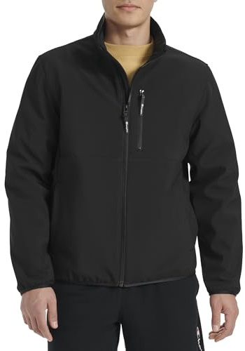 Champion Men's Lightweight Active Soft Shell Jacket with Stand Collar, Black, Medium