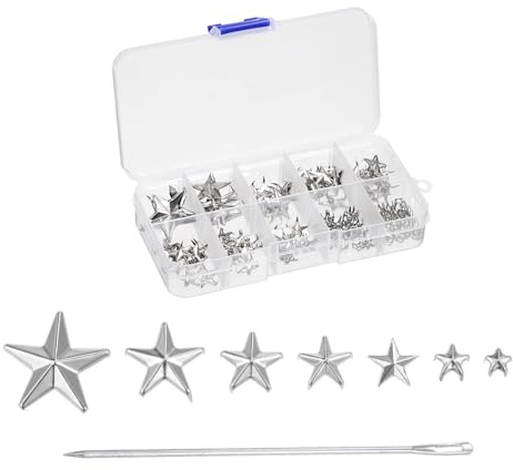sourcing map 120 tachuelas de metal con forma de estrella de 5 garras doradas prensadas a mano punk, remaches, cabeza de clavo con agujas grandes para bricolaje, cuero, ropa, bolsos, zapatos, color