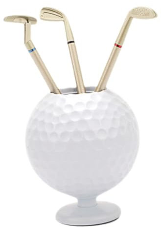 CAXUSD Organisateur de Bureau Décoration de Table en Plastique et Métal Porte-stylo Blanc de Club de Golf pour Bureau pour Présent Golfeur