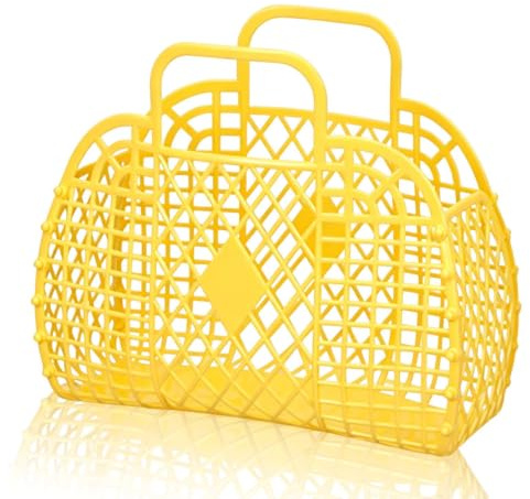 Sac fourre-tout de plage, sac fourre-tout en plastique pour femmes avec poignée pliable, sacs à main réutilisables pour le shopping, panier de rangement creux pour Halloween Noël (250x110x220mm