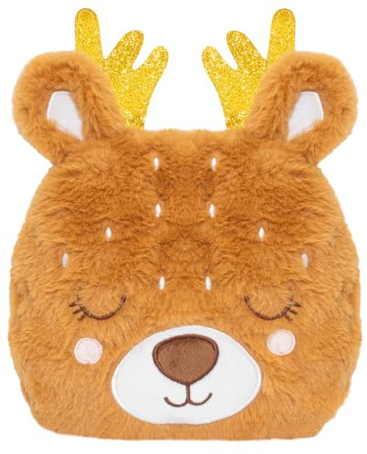 PLIC - Bouillotte doudou 2 en 1 - Peluche plate biche toute douce bébé & enfant - Action chaud et froid 2H - Bouillotte sèche micro-ondes - Perles de céramique