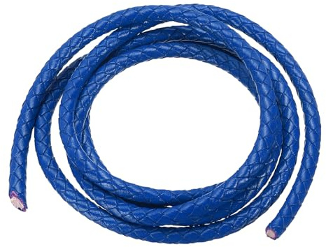 PATIKIL Cordino in pelle intrecciata rotonda 5 mm per artigianato blu navy | 1, 1 iarde, corda in pelle intrecciata rotonda piegata, creazione di gioielli collane e bracciali