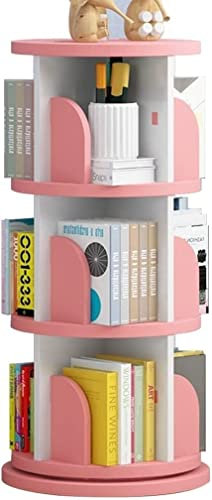 RKJDMSWJ Bookshelf,Swivelling 3/4/5-Tiered Storage Tower,360° Creative Rotating Bookshelf, Free Standing Bookcase In Modern Design for Home & Office Use
