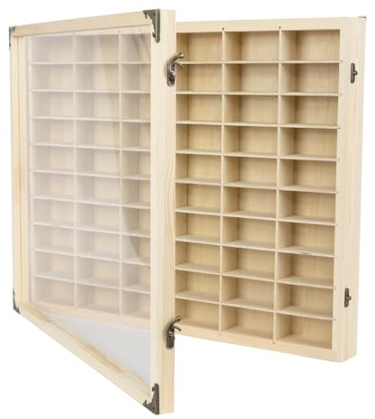 1:64 Wooden Car Wall Mounted Storage Box (60 cells with cover) For Diecast Display Case Wall Toy Cars Collection Hanging Unit Souvenir Organiser