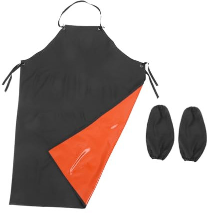 jojofuny Pvc Schürze Lackiert Schürze Für Küche Und Gartenarbeit Mit Ärmeln Und Taschen