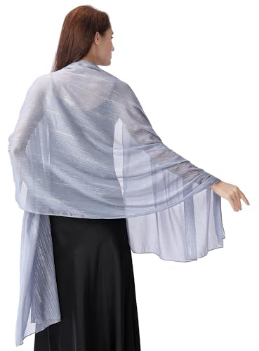 Ladiery Damen Schals und Tücher für Abendkleider, Leichtes Weiches Chiffon mit Glitzernden Strasssteinen, Formelle Schals und Tücher für Hochzeiten