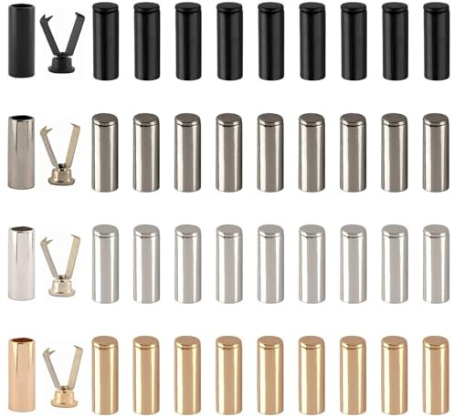 FortuneGlobe 40 Unidades. Puntas de cordón de Metal, 4 Colores, de cordón de Metal, Puntas de para Bricolaje para reemplazar los Cordones de reparación