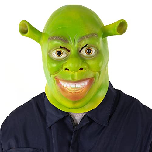 SINSEN Green Ears Mask Costume Monster Full Head Latex Mask Funny Cosplay Props Halloween Party Headwear Accessory Gifts Toys for Adult