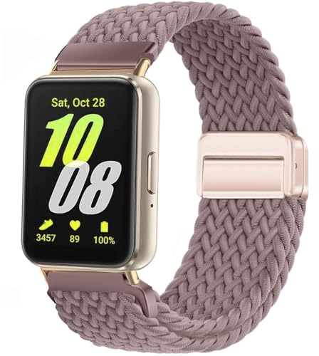 Issinlky Nylonflätat armband Kompatibel med Galaxy Fit 3, Elastiskt magnetiskt spänneband för Galaxy Fit 3 SM-R390 Herren Damen