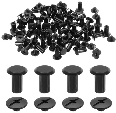 QUARKZMAN 50 Conjuntos M5 x 10mm Tornillos De Unión Chicago Metal Cabeza Phillips Clavos Postes Remaches Para Cinturón De Cuero Bolsa Manualidades Encuadernación, Negro