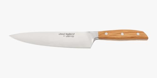 Arcos by Chef José Andrés | Cuchillo de Pan de 20 cm para Panes Artesanales y Productos de Panadería | Hoja Forjada de Acero Inoxidable NITRUM con Borde de Seda | Mango Ergonómico de Madera de Encina