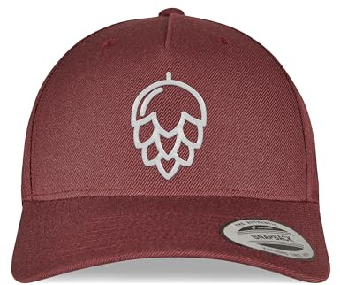 tshirtladen Hopfendolde Snapback Cap Bordeaux - 3D-Stick, Edler Bierhut für Mallorca Outfits, Lustige Fischerhut Alternative, Festival Accessoires für Damen und Herren