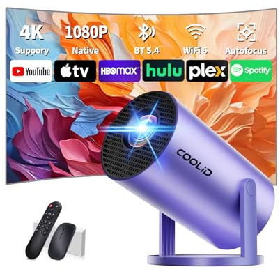 [Apps intégrées & 2026 Upgraded] Mini Vidéoprojecteur Supporte 4K 1080P avec 5G WiFi 6 Et BT 5.2 Le Projecteur Soutien Rotation 180° Portable Projecteur Video Applicable Laptop/HDMI/TV Stick,Violet