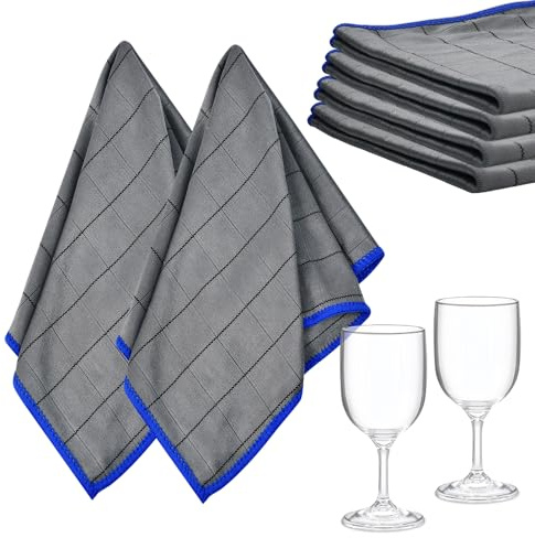 Kleemeiero 4 Stück Fensterputztücher Carbon Tücher 40x40cm Mikrofasertücher Fenstertuch Streifenfrei Microfasertuch Fenster Microfaser Fensterputztuch Glastücher Cleaning für Fenster Spiegel Edelstahl