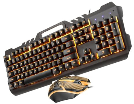 DIYEAH Clavier Gaming RGB Rétroéclairé avec Souris USB Design Ergonomique et Pratique pour Joueurs Inclut Support pour Téléphone et Drainage
