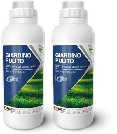 TOVER, Giardino Pulito, Detergente concentrato per erba sintetica, Azione igienizzante, Raccomandato in presenza di cani e animali domestici, Kit 2x1 Litro