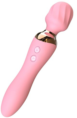 Dual-Ended Wand Vibrator Sex Toys for Woman, Dildo Vibrator – 12*12 Frequency Magic Wand Vibabrator with G Spot & Anal Vibrating Tail for Women, Silent & Powerlful Vibrators for Women & Couples, Pink