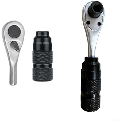 Compact 4 in 1 ratchet socket wrench designed for 1/4 inch screwdriver bits featuring anti slip grip and bidirectional rotation for improved control (wrench head)