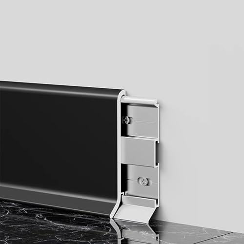 Lot de 2 plinthes en aluminium noir mat de 125 cm, faciles à installer et à nettoyer, pour décoration d'intérieur moderne et rénovation (4 x 125 cm)