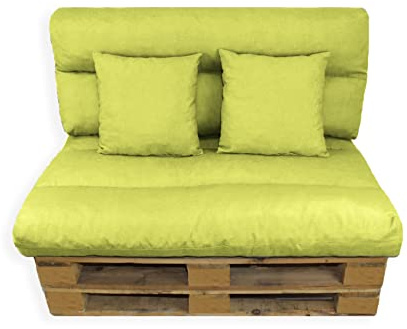 Acomoda Textil - Cojines Sofá Palets 120x80 cm. Conjunto 4 Piezas Desenfundable, Lavable y Mullido de Tela para Interior y Exterior, NO Incluye PALETS (Pistacho)