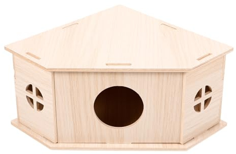 Artibetter Casa para Hámster de Madera Natural, Triangular, Escondite para Conejillos de Indias y Pequeños Roedores, Suministros para Mascotas, Lugar para Dormir y Jugar, Accesorio