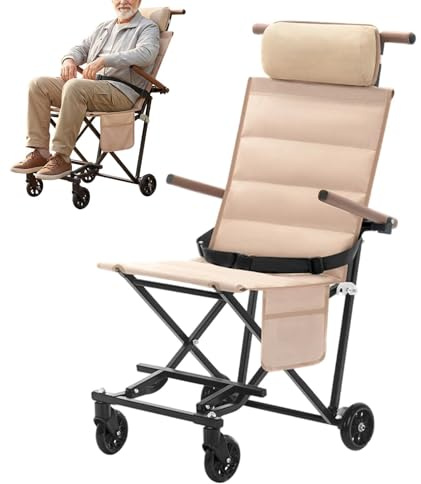 Sedia A Rotelle Da Trasporto Seduta Reclinabile Portatile Con Ruote Per | Carrozzina Pieghevole Da Viaggio Ad Elevata Portata Per Adulti Bambini Disabili Mobilità All'Aperto Casa