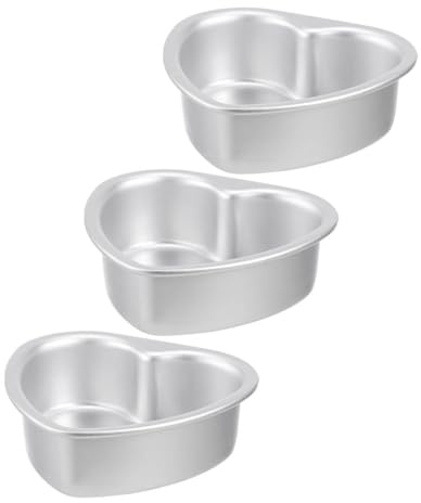 ARUNASO tortiera Confezione da 3 teglie for dolci a forma di cuore da 4 pollici, teglie in alluminio a forma di cuore for torte, stampi antiaderenti durevoli for la cottura fai-da-te teglie da forno