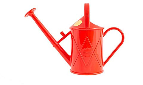 Arrosoir d'intérieur en plastique | The Haws The Bartley Burbler – 2 pintes | Arrosoir de pot | Rose en spray fin – Rouge