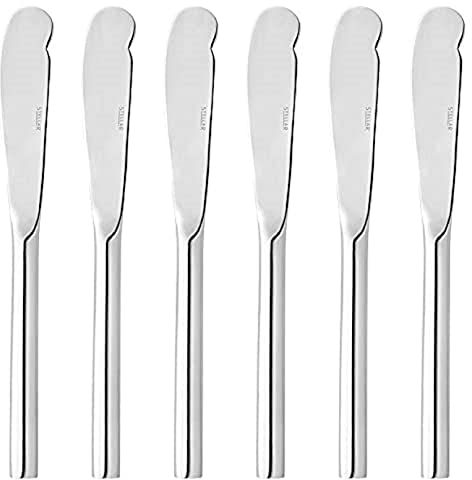 Stellar Rochester Set of 6 Stainless Steel Butter Knives in Gift Box, Dishwasher Safe